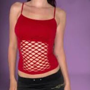 See You Monday Junior’s Red Mesh Tank Top, One Size, NWOT